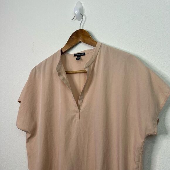 Eileen Fisher Light Pink Short Sleeve Tencel Popover Top Size Small - Picture 2 of 13